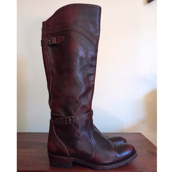 women's Frye dark brown leather knee high boots sz 7 made in Spain - Picture 3 of 13